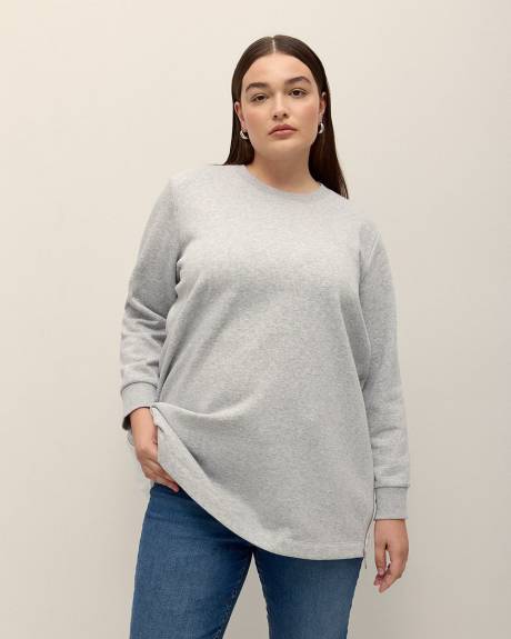 Sweatshirt with Poplin Sleeves and Back