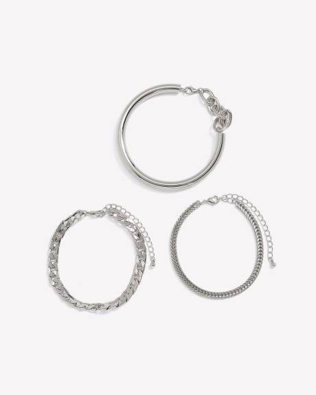Assorted Cuff and Chain Bracelets, Set of 3