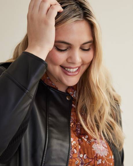 Faux-Leather Moto Jacket