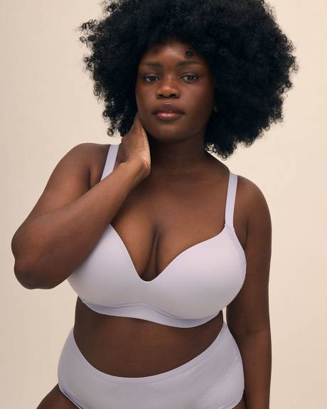 Blue Wireless Plunge Bra With Lace - Déesse Collection