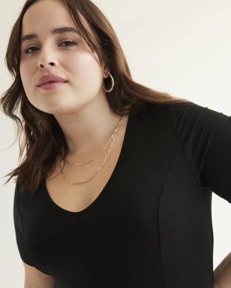 Responsible, Black Knit V-Neck Dress
