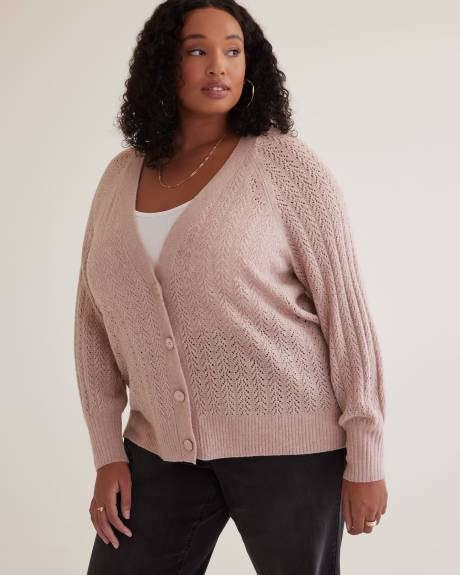 Cardigan avec billes et paillettes à mailles pointelle