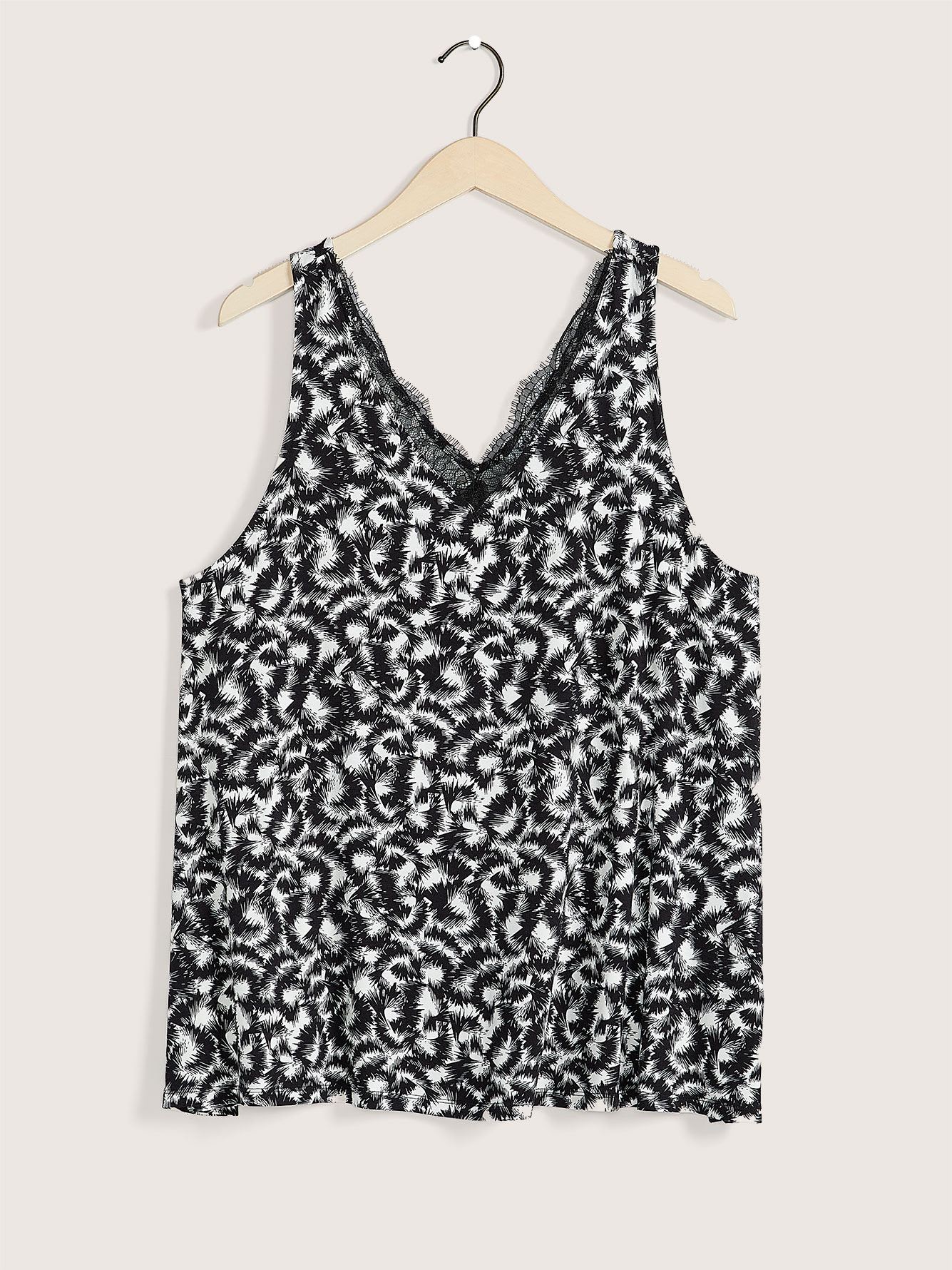 Printed Double V-Neck Tank Top