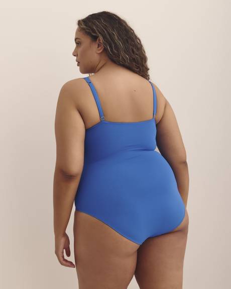 Maillot une-pièce froncé bleu de style bandeau, avec armatures - Bleu by Rod Beattie