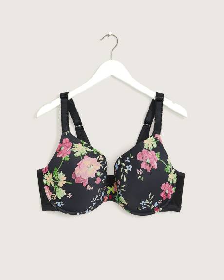 Soutien-gorge pigeonnant fleuri en microfibre, avec armatures - Déesse Collection