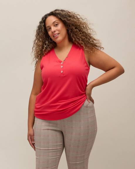 Camisole côtelée à encolure Henley - Essentiels PENN.