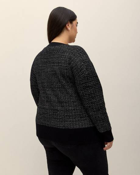 Black Knit Cardigan with Jewel Buttons