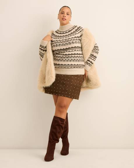 Brown Mock-Neck Fair Isle Sweater Brown Mock-Neck Fair Isle Sweater
