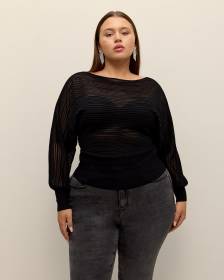 Pull en maille noire avec col bateau - Addition Elle