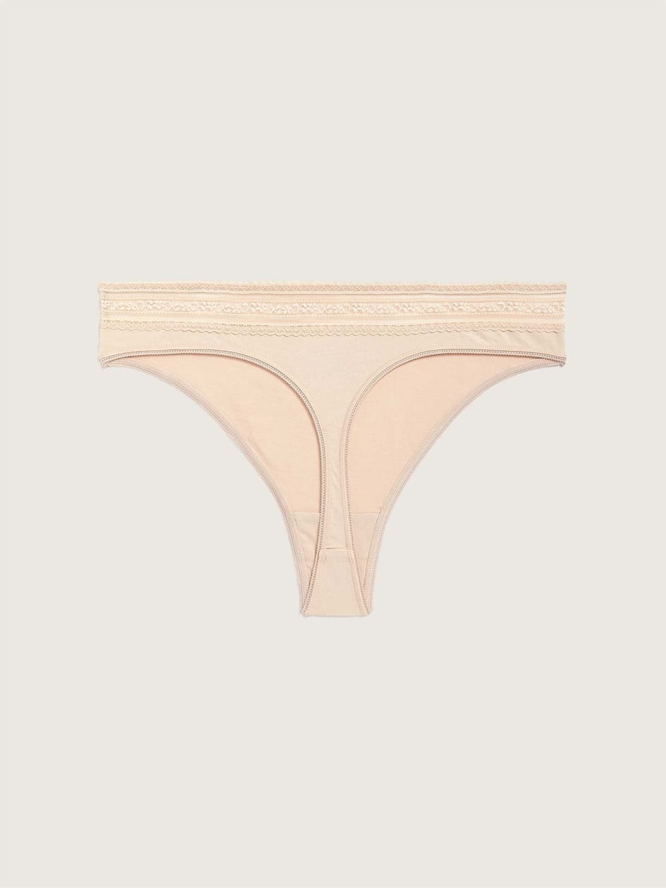 Solid Cotton Thong Panty - Addition Elle