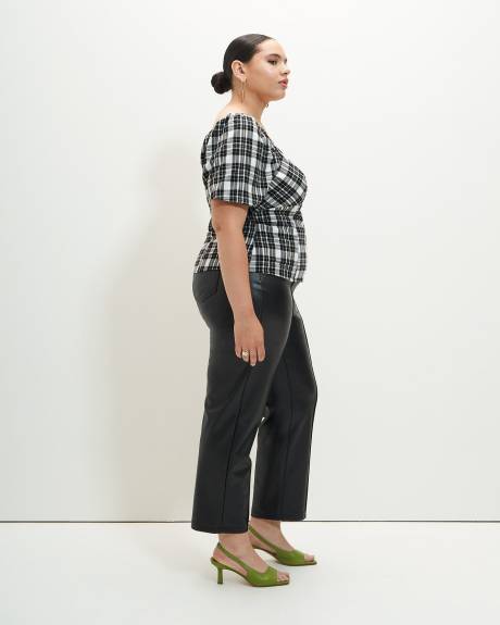 Blouse carreautée avec manches courtes ballons - Addition Elle