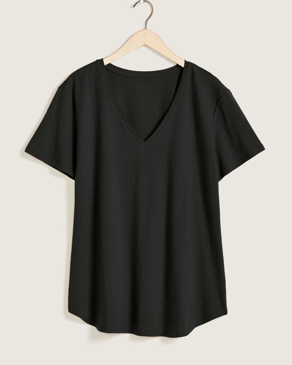 Linen Blend Boyfriend-Fit V-Neck T-Shirt - Addition Elle | Penningtons