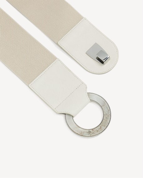 Wide Elastic Belt with Round Buckle