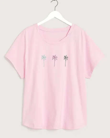 T-shirt pyjama en coton, imprimé de palmiers - ti VOGLIO