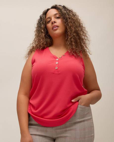 Camisole côtelée à encolure Henley - Essentiels PENN.