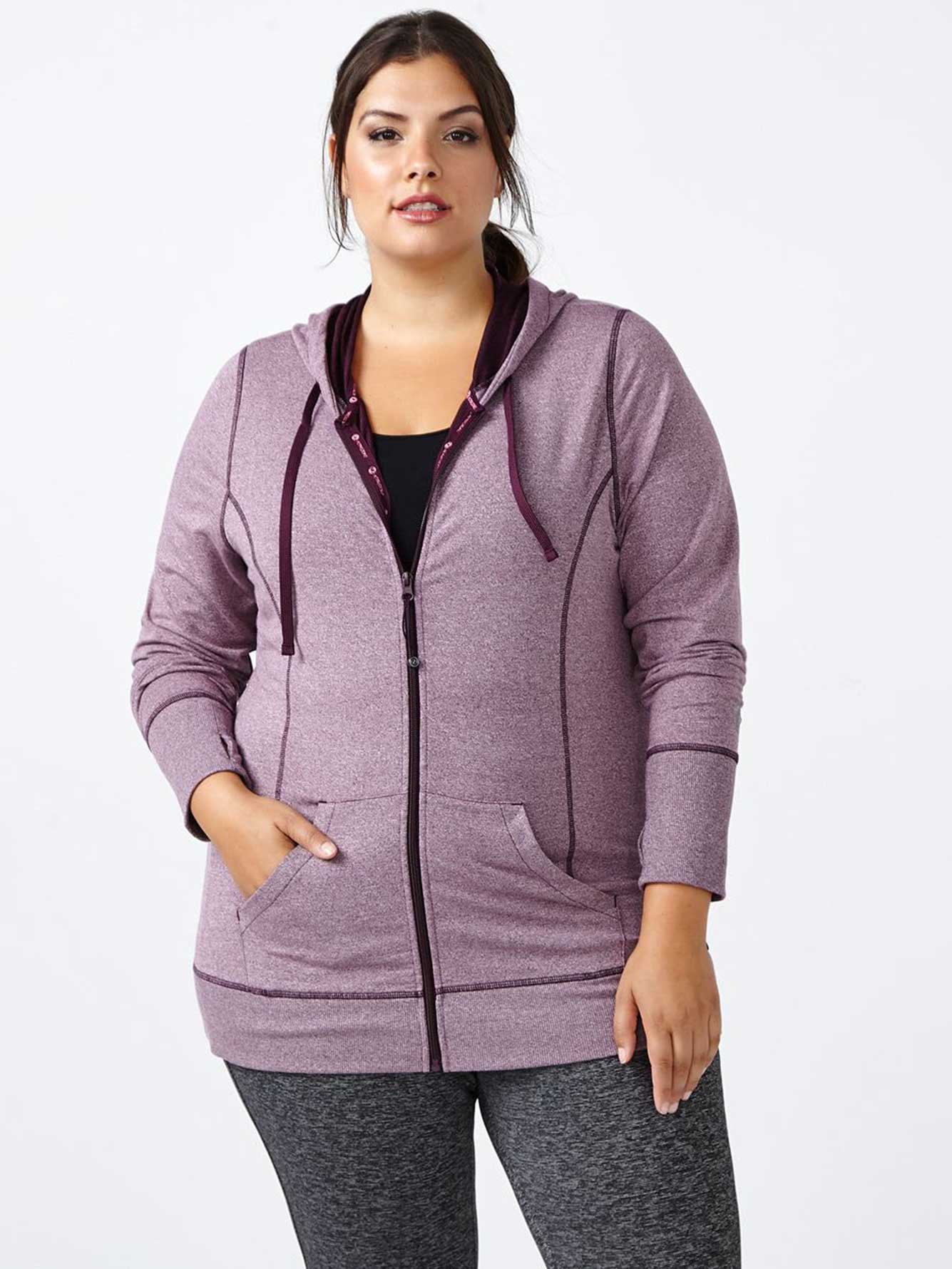 black zip up hoodie womens plus size