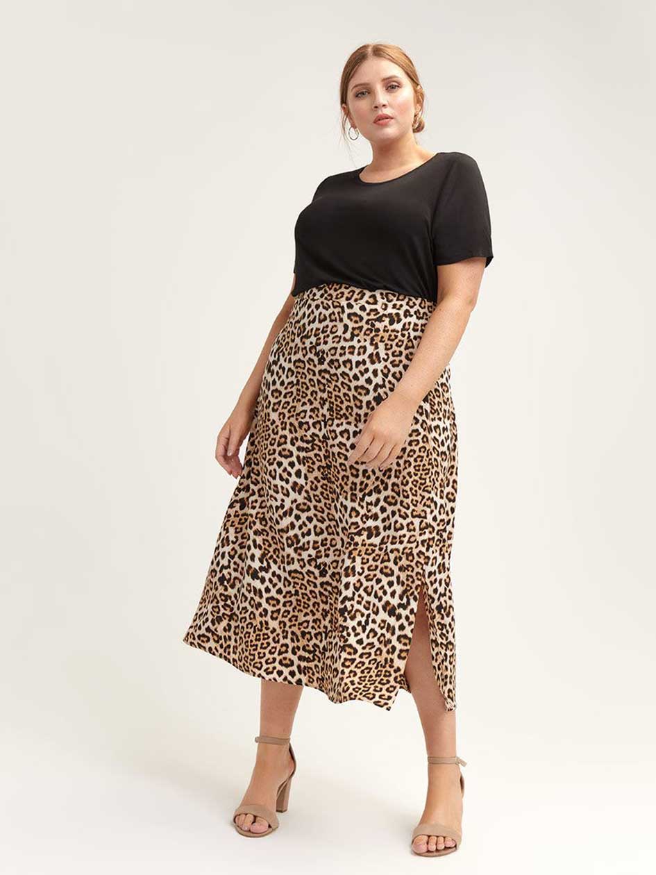 Leopard Print Slit Skirt - L&L | Penningtons