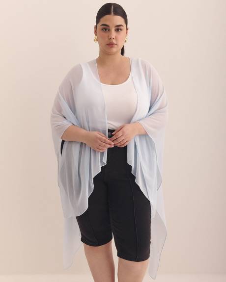 Blue Crinkle Chiffon Cape