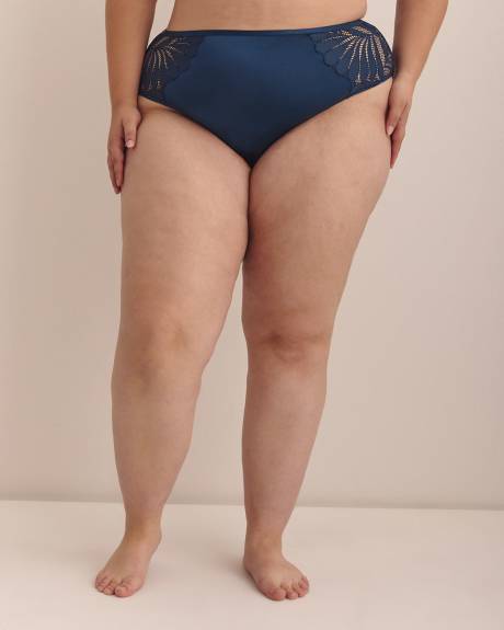 Blue Cheeky Brief with Lace Trim - Déesse Collection