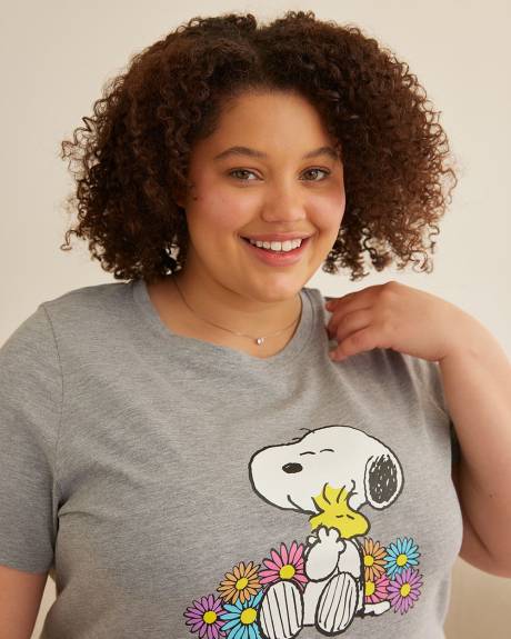 Short-Sleeve Sleepshirt with Snoopy Print - ti Voglio