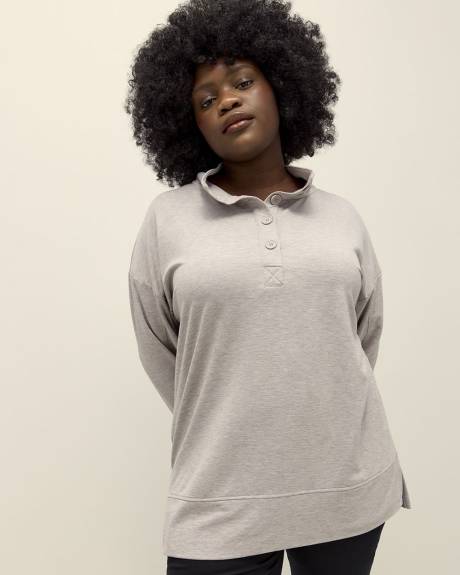 Sweatshirt en tricot français avec col montant - Active Zone