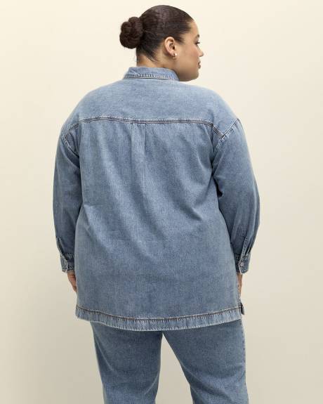 Denim Buttoned Down Tunic Shirt