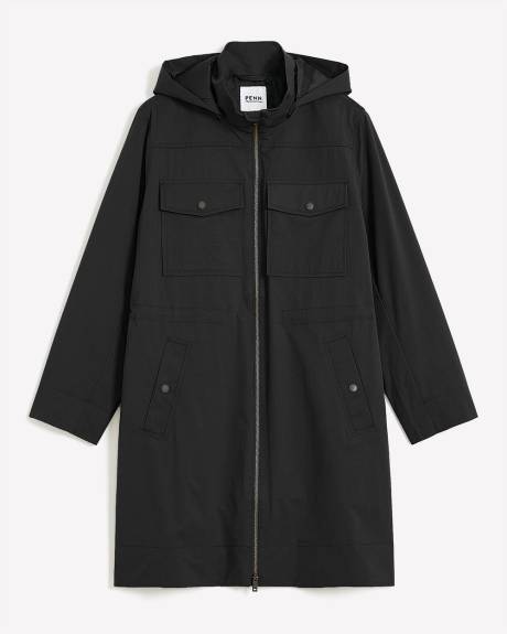 Long Water-Repellent Crinkle Jacket