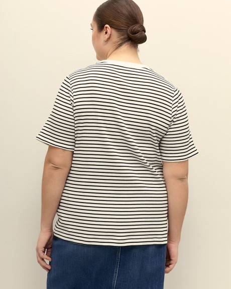 T-shirt en tricot côtelé rayé, coupe galbée - Essentiels PENN.