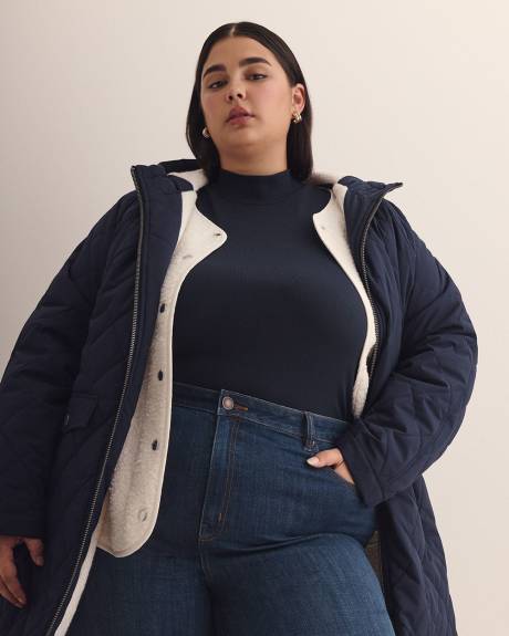 Ribbed Long-Sleeve Mock-Neck Tee - PENN. Essentials