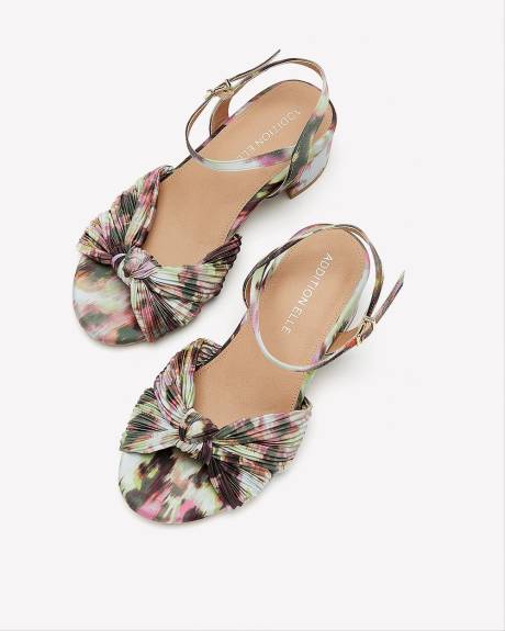 Extra Wide Width, Block Heel Sandal with Pleated Fabric - Addition Elle