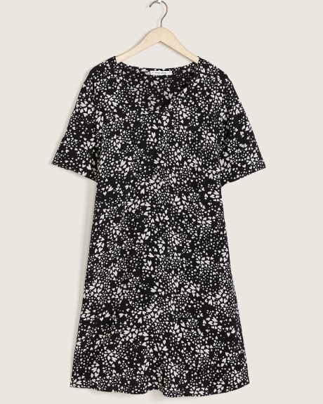A-Line Printed Dress With Tied Waist - In Every Story