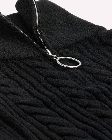 Cable Knit Neck Warmer with Zipper