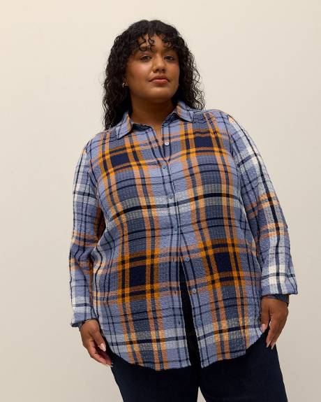 Plaid Buttoned-Down Tunic Shirt