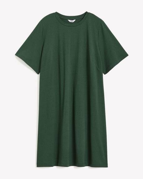 Responsible, Crewneck Swing Dress with Short Flutter Sleeves