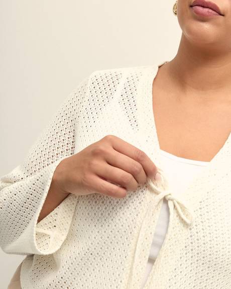 Tie-Front Bell-Sleeve Cardigan