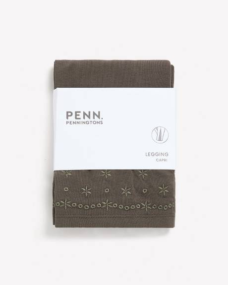 Capri Legging with Eyelet Embroidery at Hem - PENN. Essentials