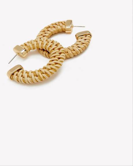 Boucles d'oreilles anneaux en corde de couleur naturelle