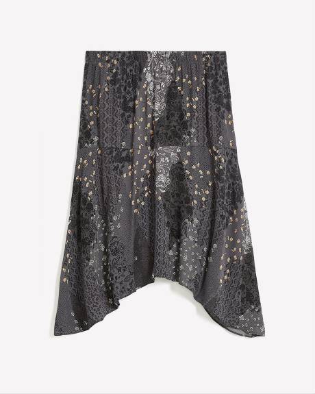 Printed Patchwork Snakebite Midi Skirt