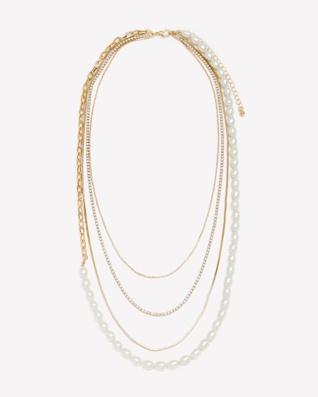 Four-Layer Dainty Necklace with Pearls
