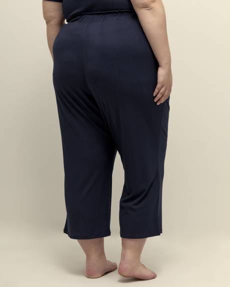 Blue Ribbed Knit Pyjama Pant - ti Voglio