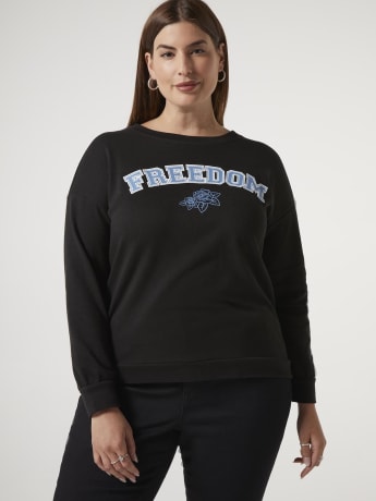 Long Sleeve Freedom Print Sweatshirt - Addition Elle