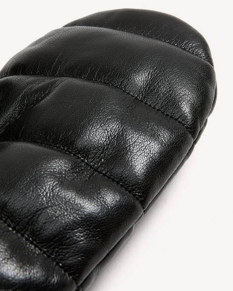 Mitaines en faux cuir matelassé