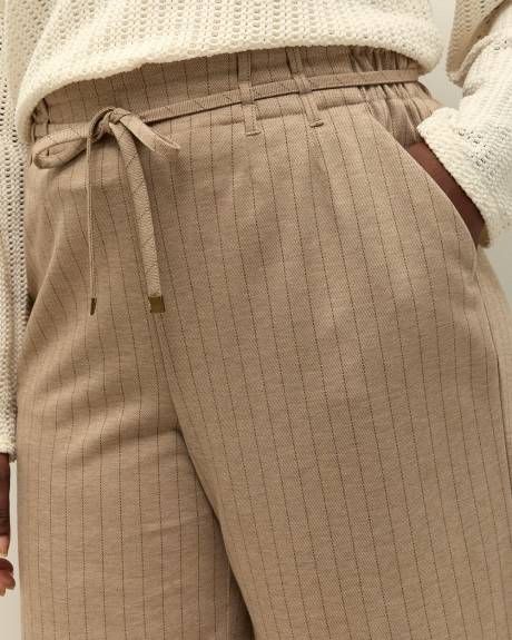 Beige Fashion Wide-Leg Paperbag Pant