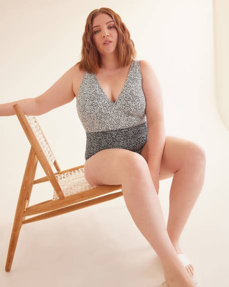 All-Over-Print Wrap One-Piece Swimsuit