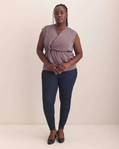 Extended-Sleeve V-Neck Knotted Blouse - Addition Elle