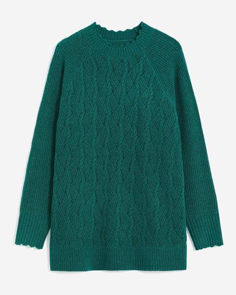 Pointelle Sweater with Scallop Edges