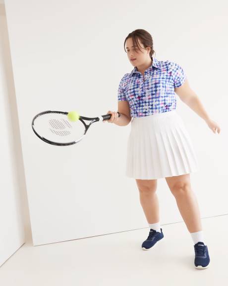 Gingham-Print Short-Sleeve Polo - Active Zone