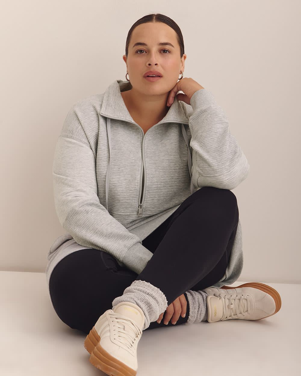 Heather Grey Ottoman Mock-Neck Sweatshirt Dress - Active Zone Heather Grey Ottoman Mock-Neck Sweatshirt Dress - Active Zone
