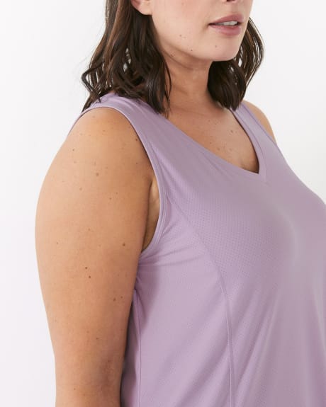 Mesh V-Neck Tank Top with Keyhole Details - Active Zone