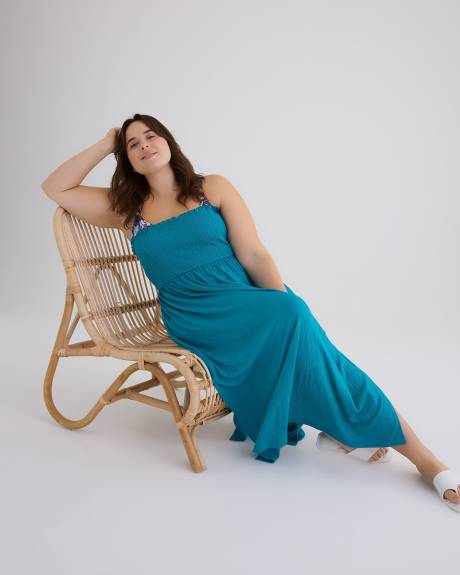 Maxi Cover-Up Swim Dress with Smocking